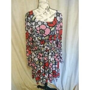 NWOT! Women's ONLY Long Sleeve Elasticized Waist Abstract Floral Dress. Size XL